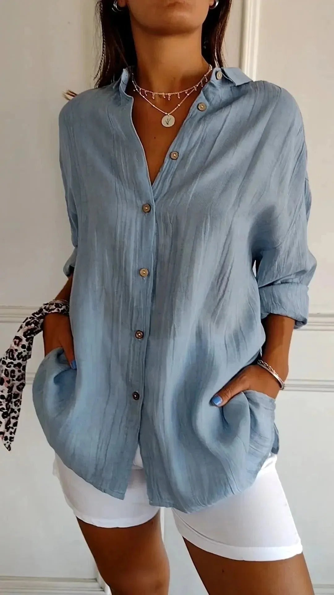 Casual Blouse voor Dames met Knoopsluiting en Mouwen voor Elke Gelegenheid