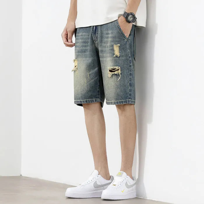 Herren Denim-Shorts mit stylischem Destroyed-Effekt und lässigem Schnitt