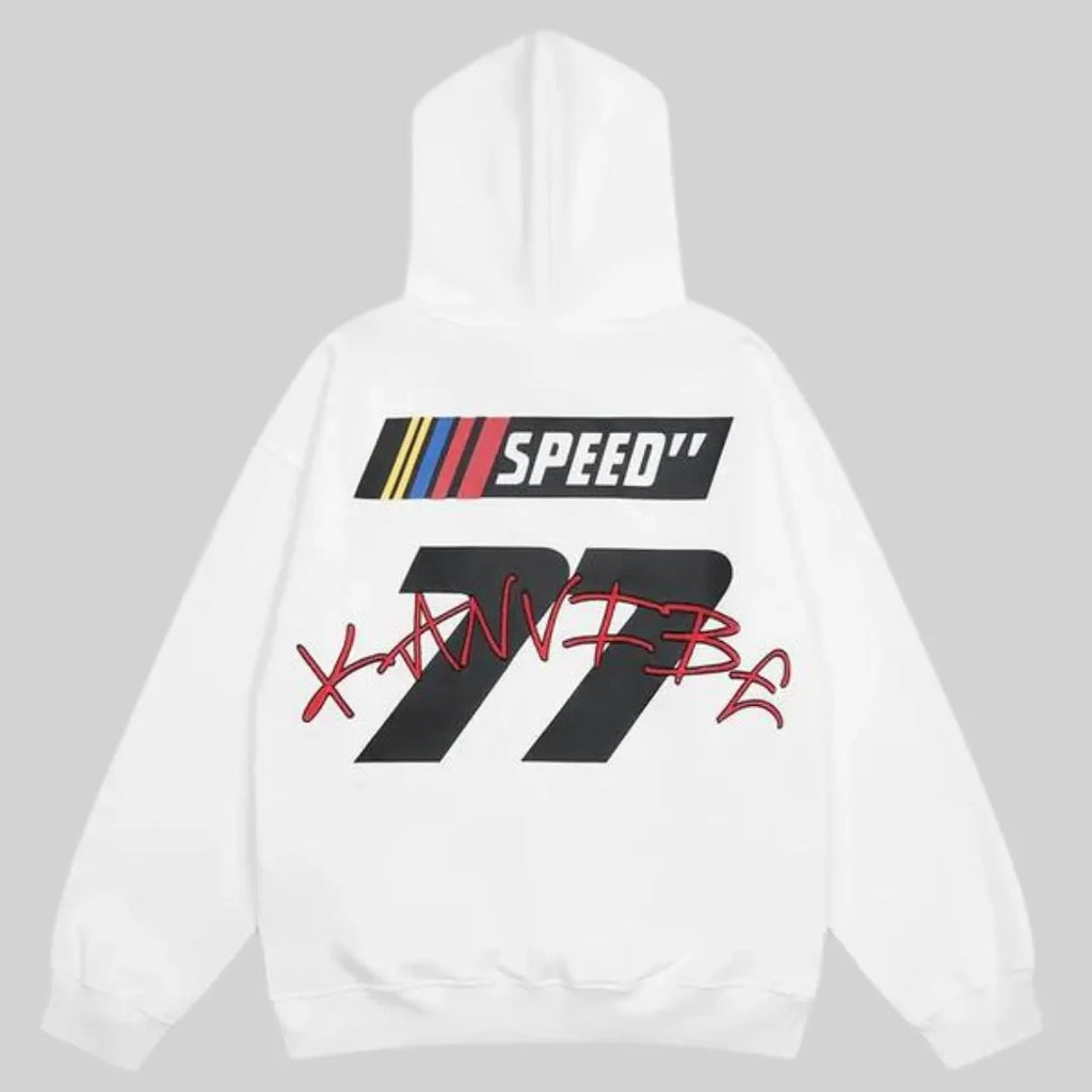 Hoodie - Weinlese - Speed Druck Gestickt