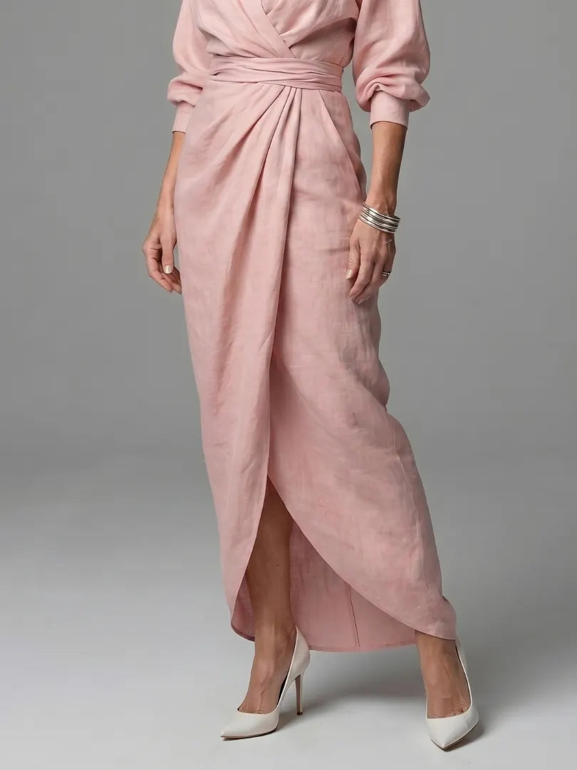 Olympia | Diagonal Drape Maxi Dress