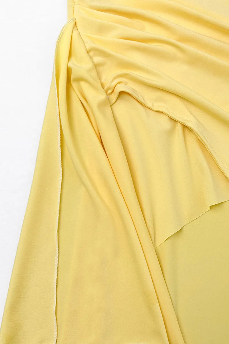 Sexy Slit Flounce Strapless Evening Dresses