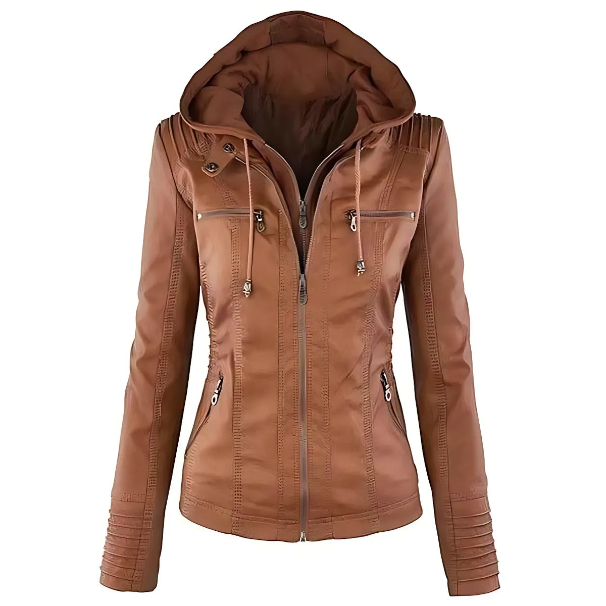 Dames casual gewatteerde leren jas – stijlvol, warm & praktisch met dubbele rits