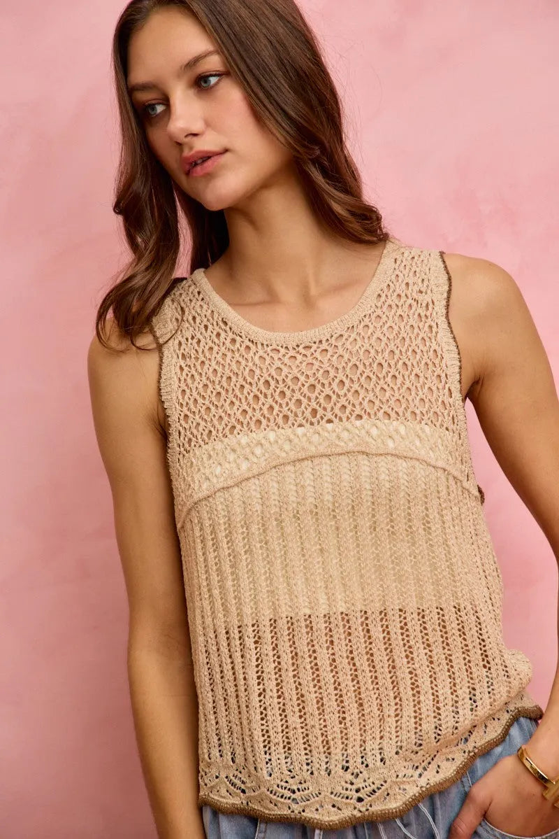 SO ME Crochet Lace Light Weight Sweater Vest