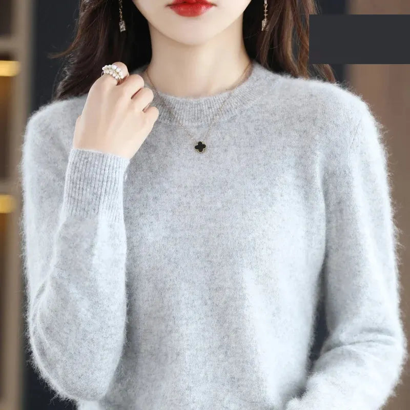 Kaschmir Pullover Damen Luxuriöser Rundhalsausschnitt, Weich & Modisch