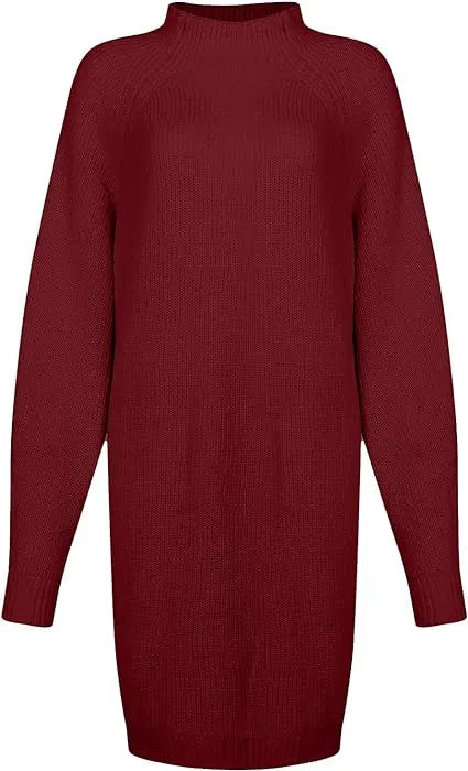 Warmova - Rollkragen-Strickkleid in breiter Passform
