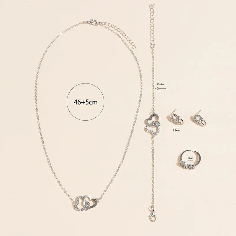 Silke | Heart-Shaped Jewelry Set with Rhinestones