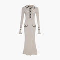 Womenâ€™s Ribbed Midi Dress with Button Placket