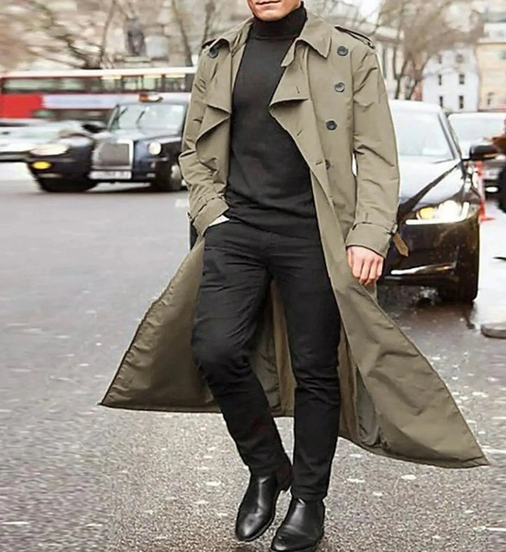 Trenchcoat Mit Gekerbtem Revers Und Taschen Für Herren