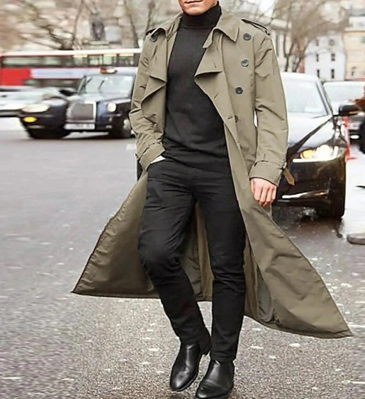 Trenchcoat Mit Gekerbtem Revers Und Taschen Für Herren
