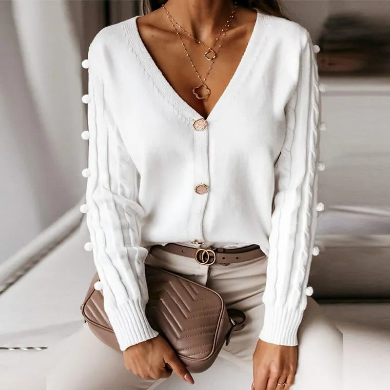 V-neck knitted shirt sweater