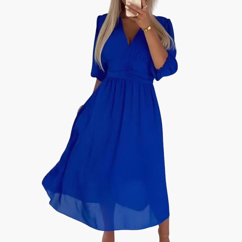 Womenâs Wrap Dress with V Neck and Adjustable Tie