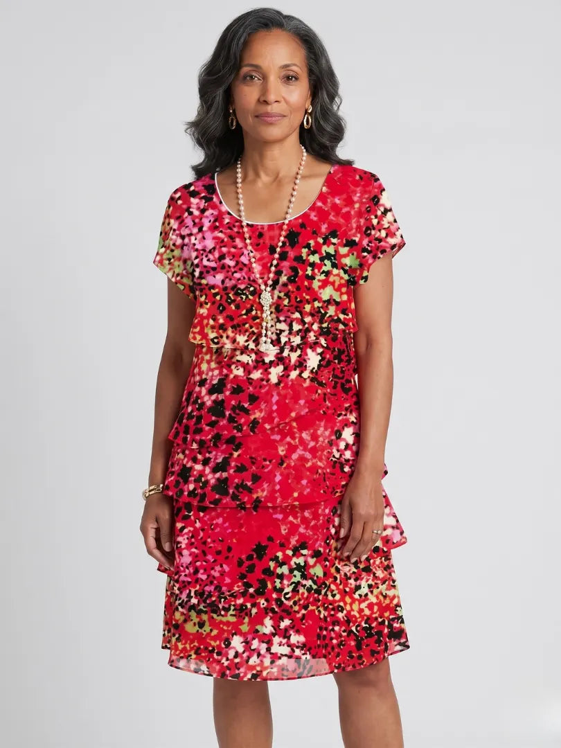Evania | Speckled Tier Knee Length Dress