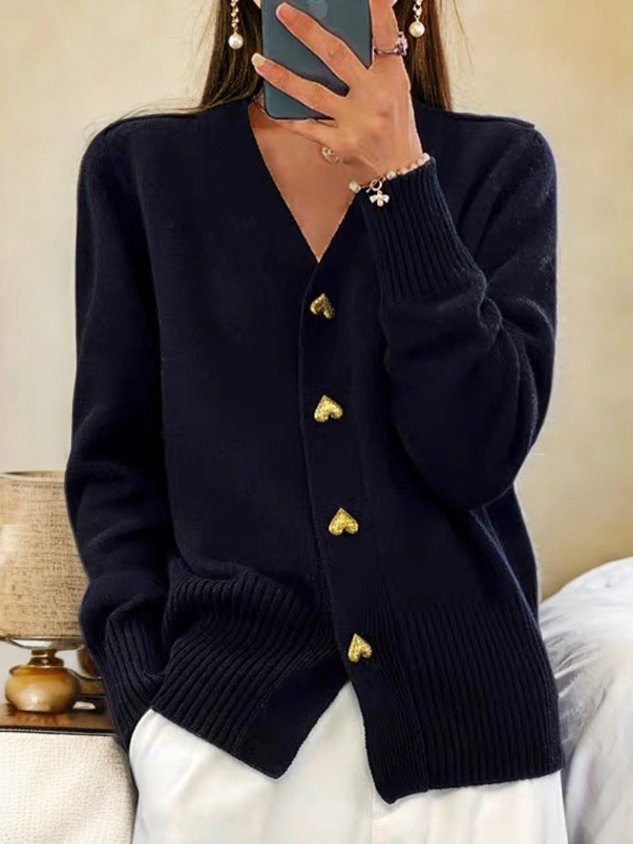 Stylische V-Ausschnitt Strickjacke mit KnÃ¶pfen