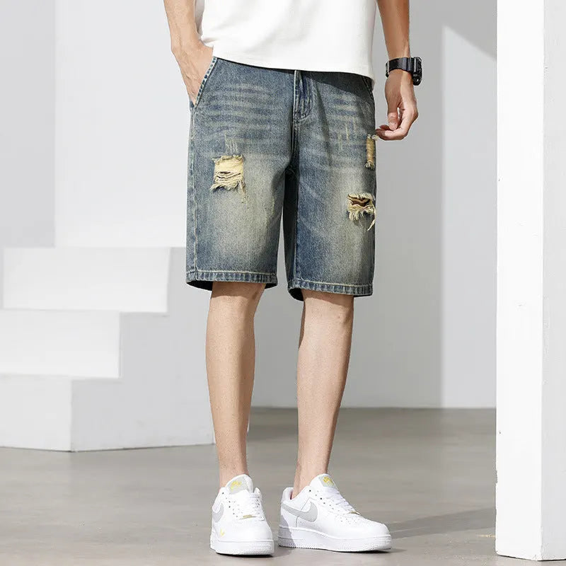Herren Denim-Shorts mit stylischem Destroyed-Effekt und lässigem Schnitt