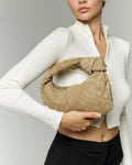 Therese | Woven Beige Leather Handbag