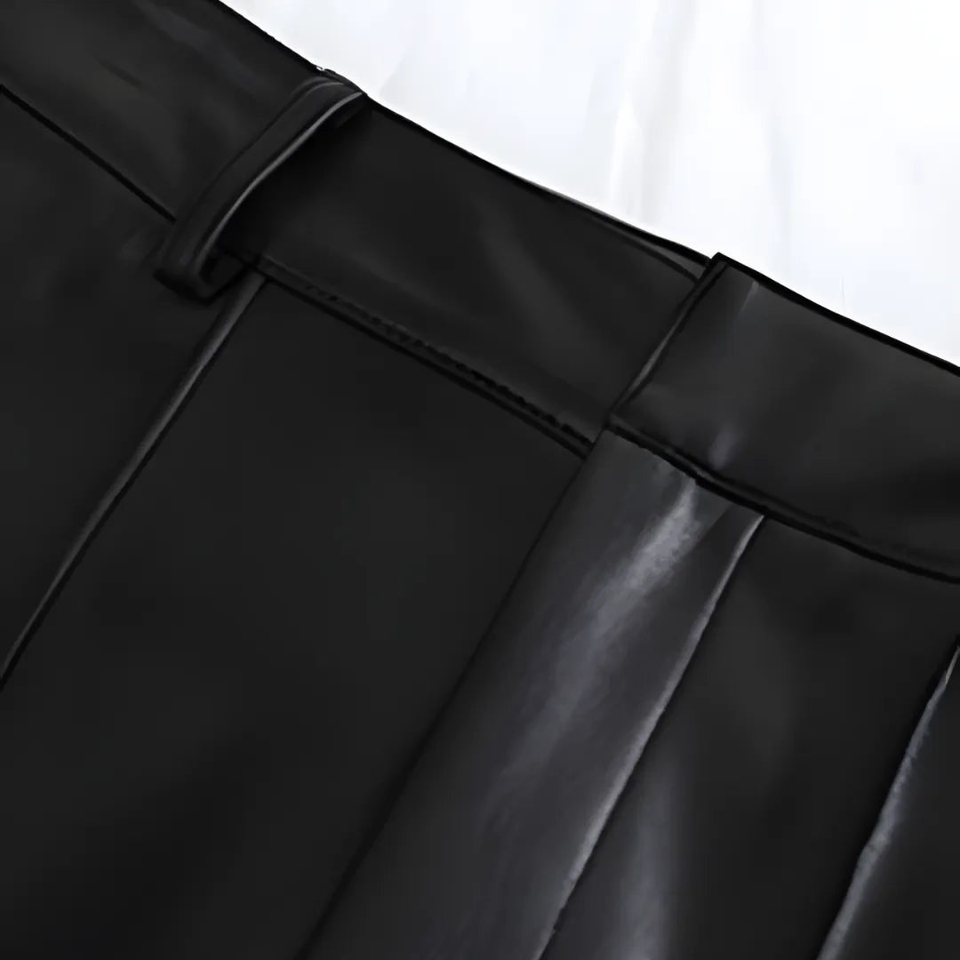 Elegante Leren Broek Voor Dames Met Hoge Taille - Flatterend & Stijlvol