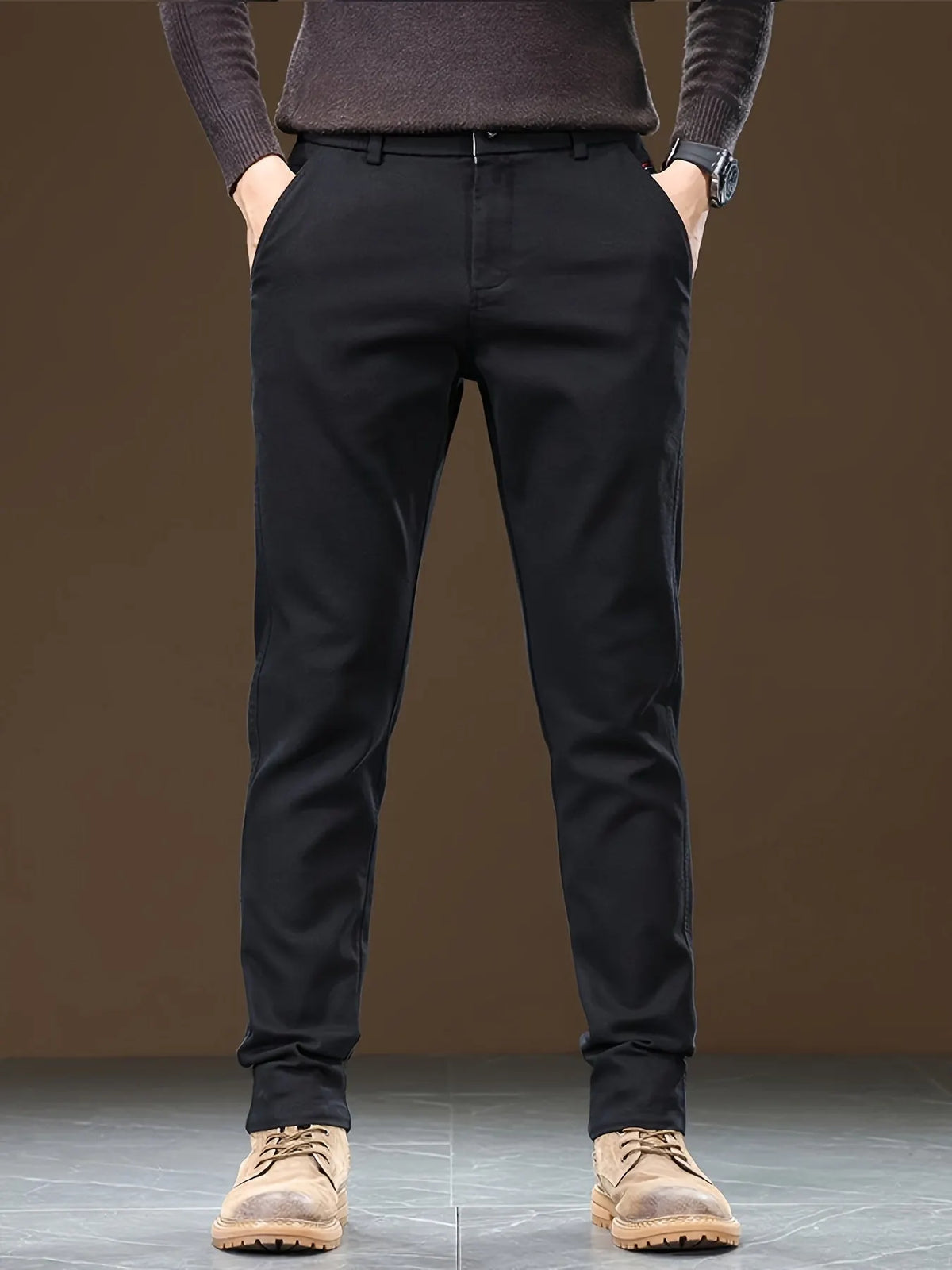 Baumwoll Herren Chino Hose, Reguläre Passform, Dehnbarem Stoff