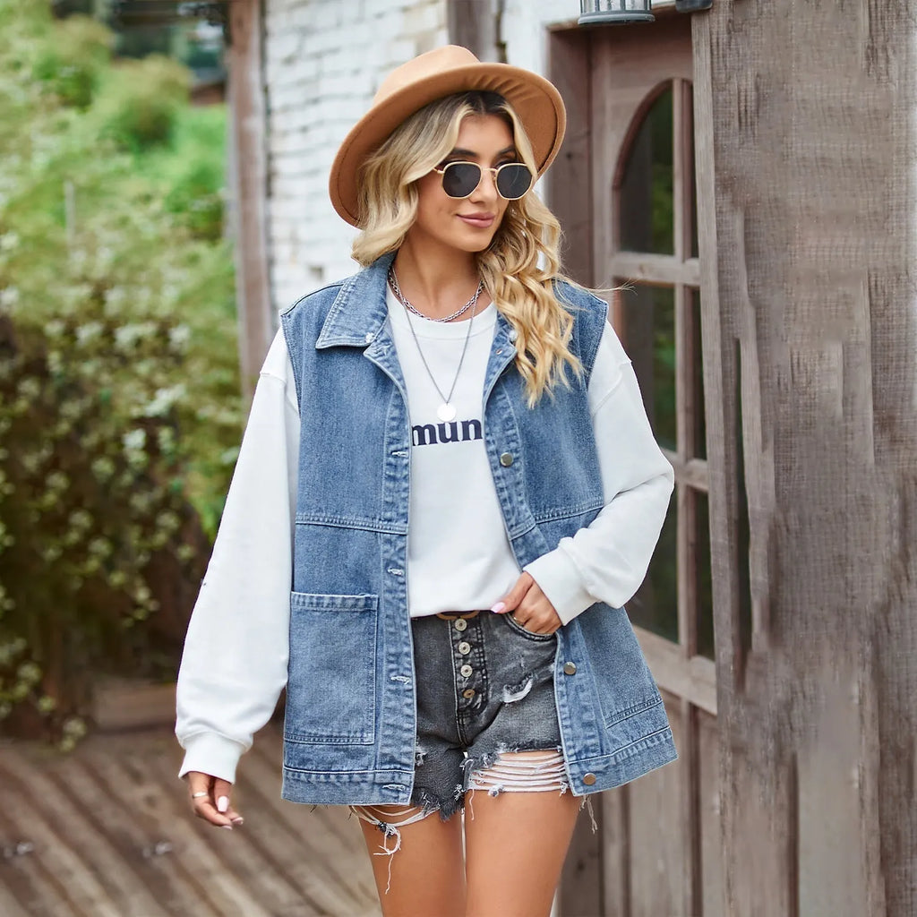 SKYE | | Tijdloze Denim Vest Zonder Mouwen - Stijlvol, Stoer & Vrouwelijk