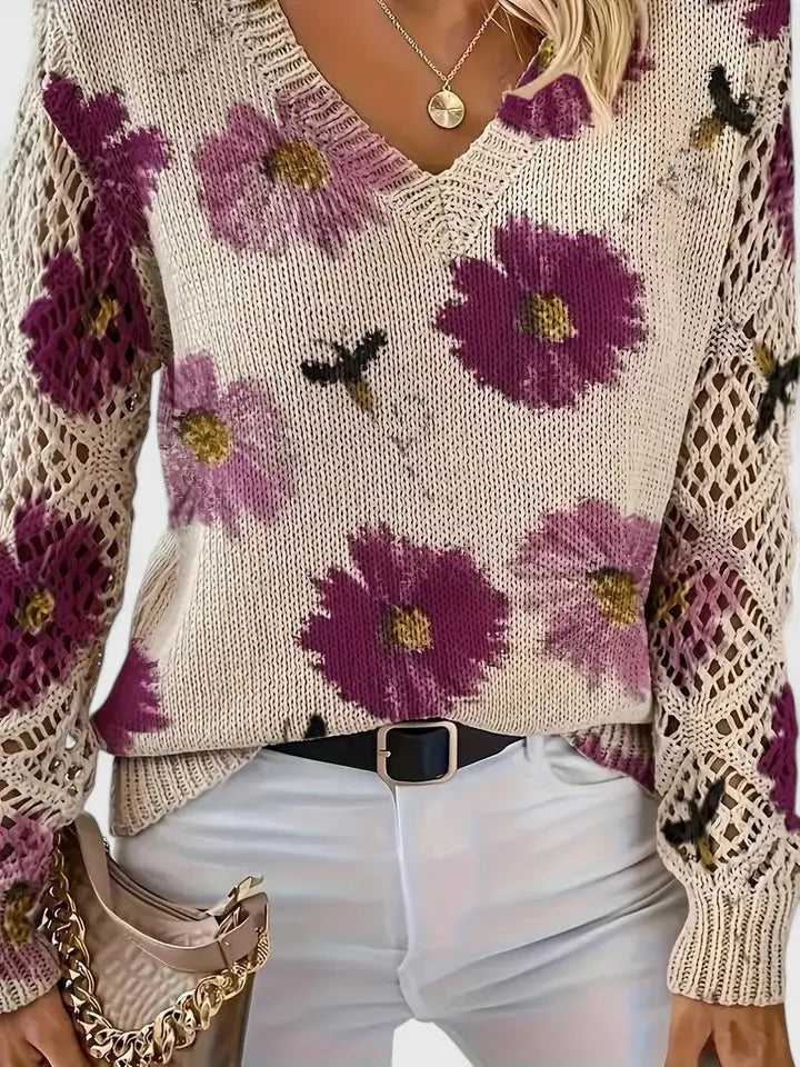 Brita | Elegant trøje med blomsterprint
