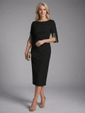 Amaris | Split Sleeve Fitted Midi Dress
