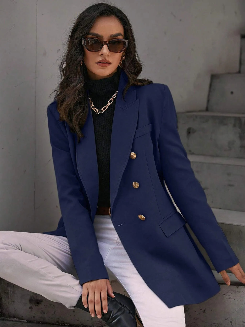 Blazer Feminino Alongado RogÃ©ria Azul