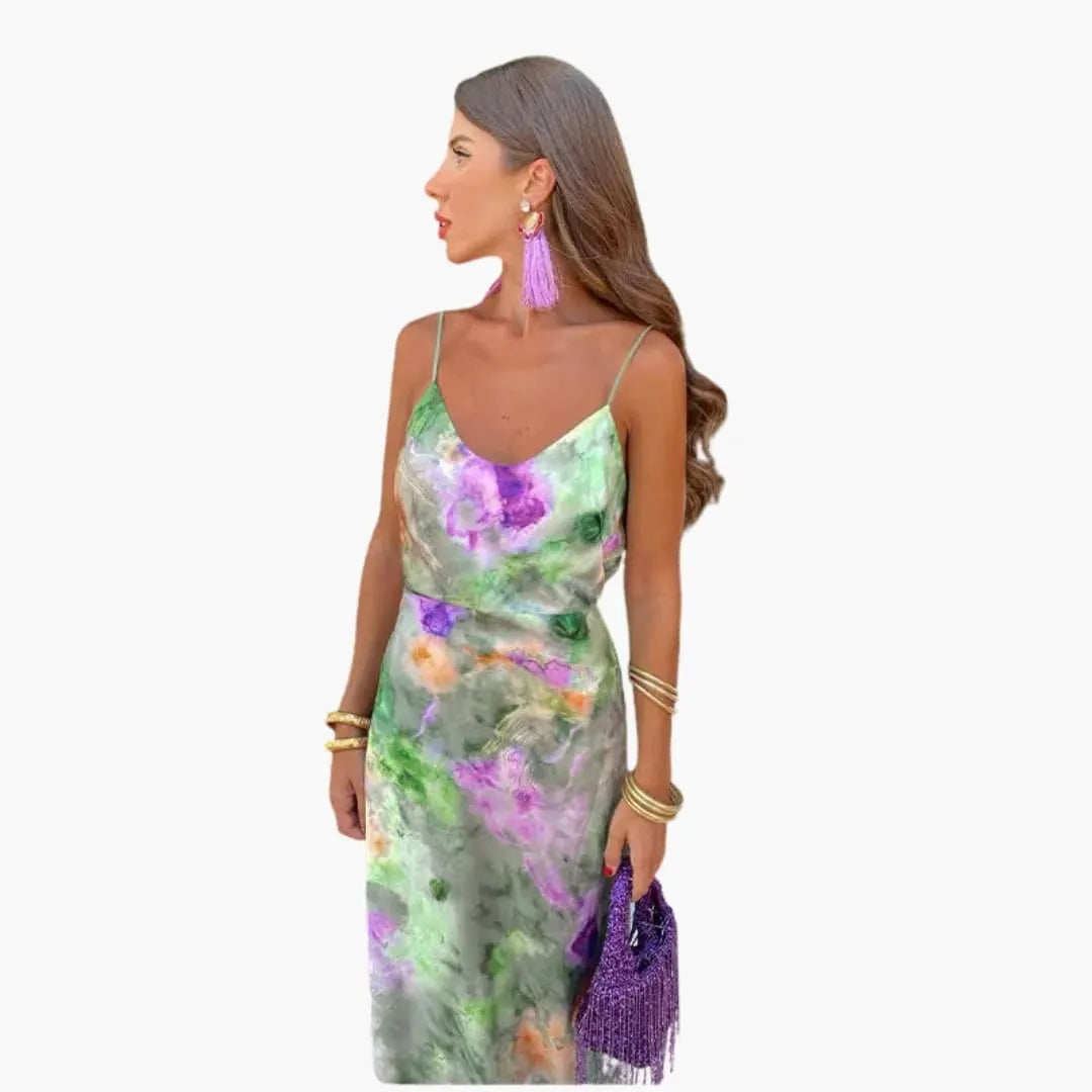 Womenâ€™s Dress with Floral Pattern and Detachable Scarf