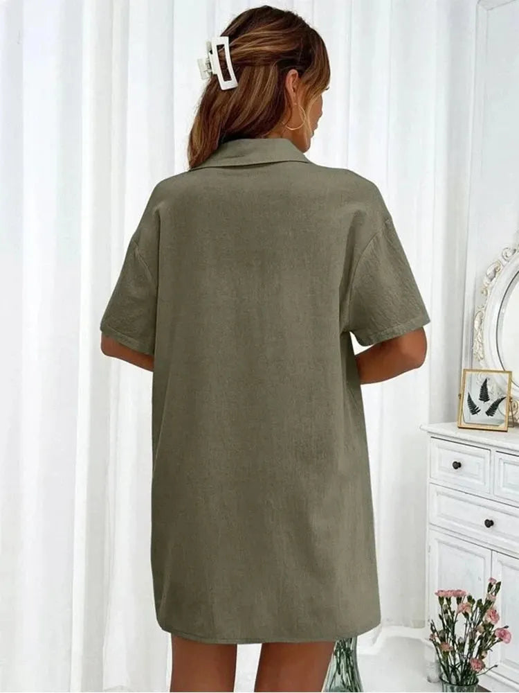 Conjunto Feminino Camisa e Short Liso Casual