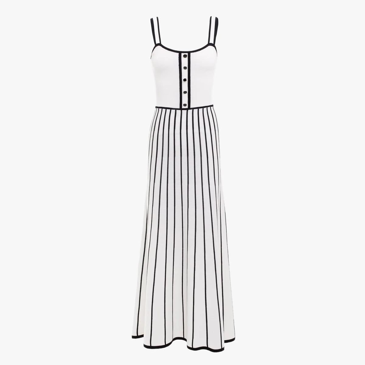 Gestreiftes Midikleid mit Knopfleiste