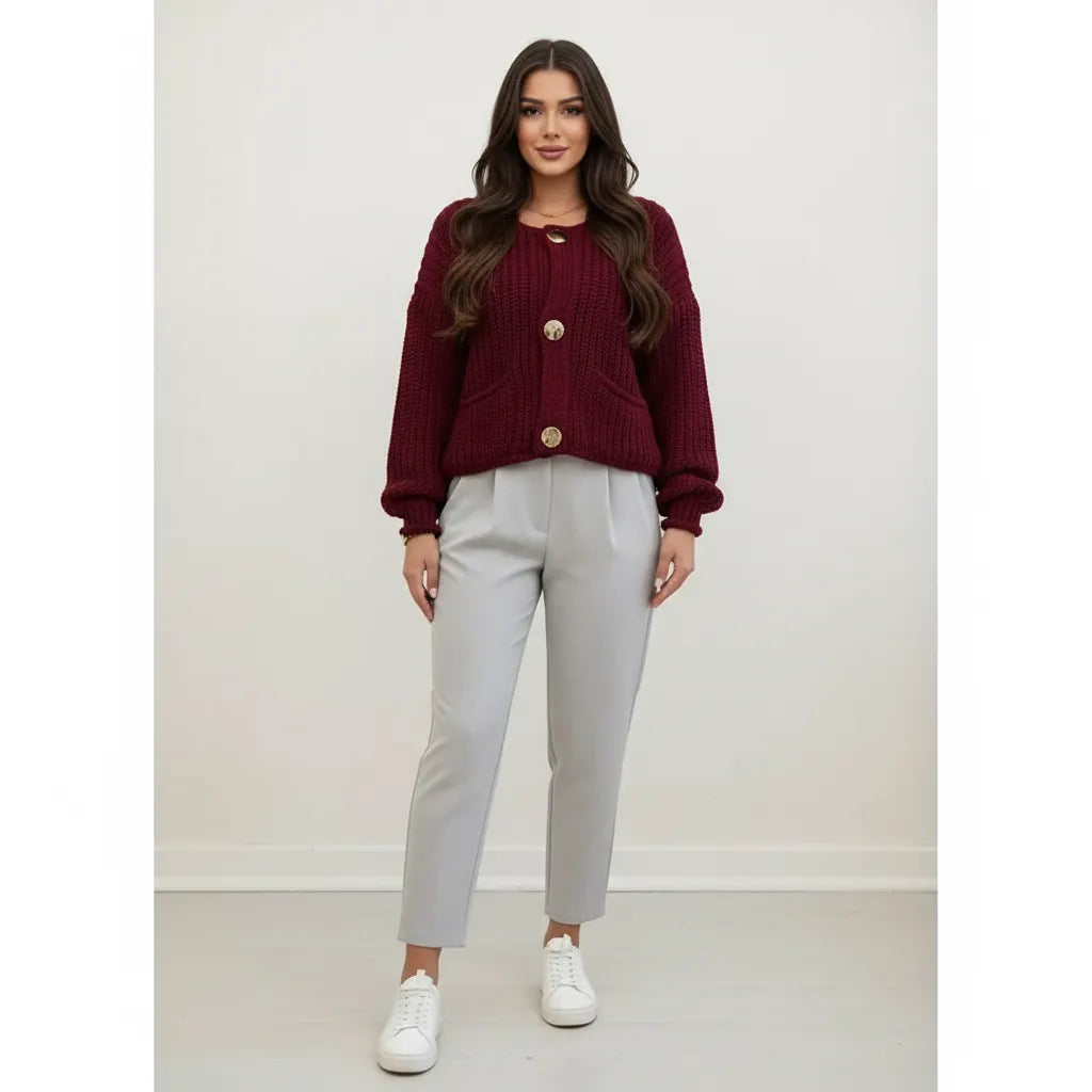Hagar Zeitlose Struktur Strickjacke