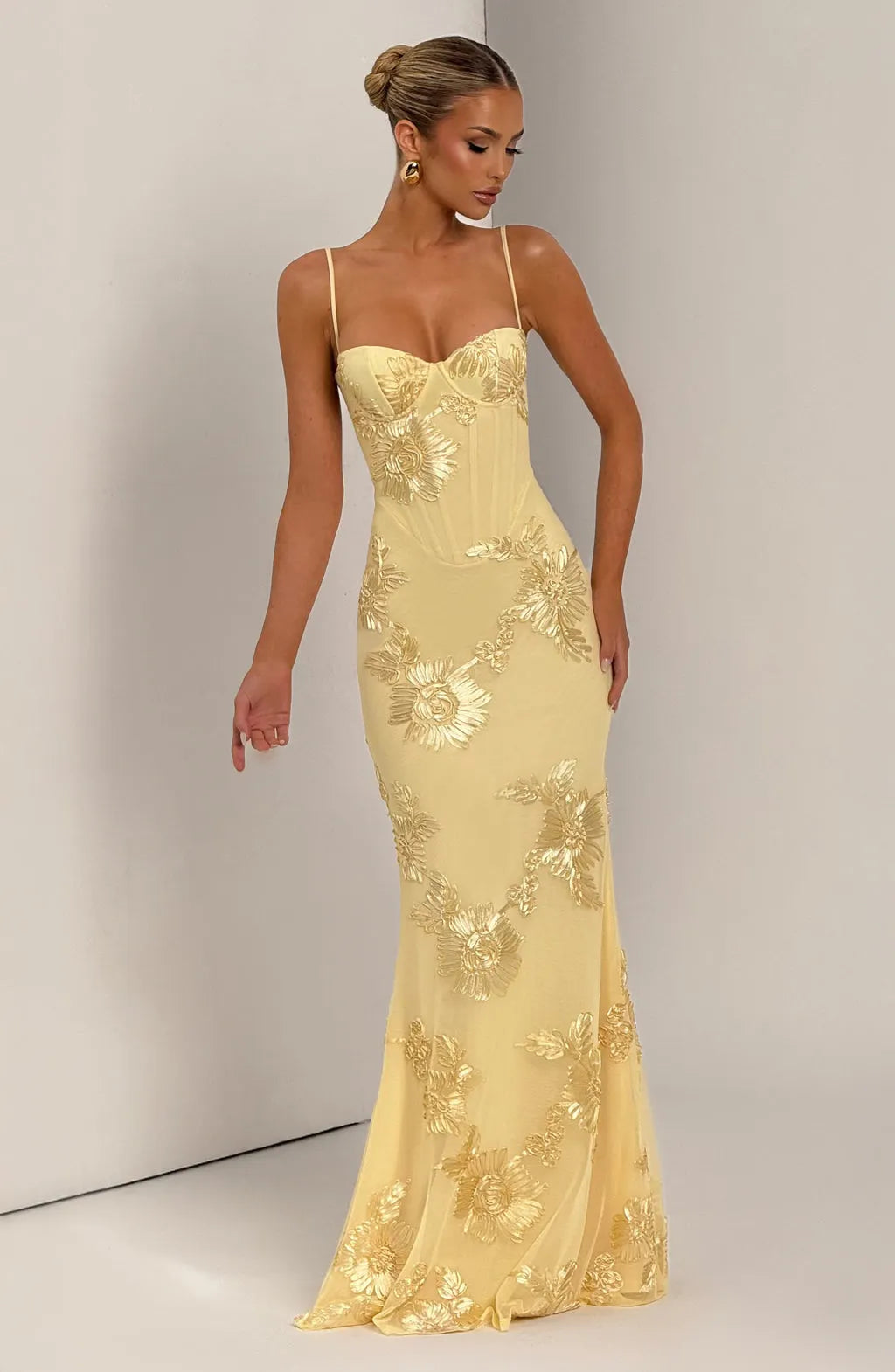 Jacquard Midi Dress for Women with Floral Print and Elegant Cut