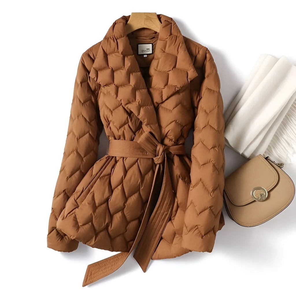 Dames Winterjas Met Dons En Bandsluiting â€“ Warmte Zonder Onhandige Dikte