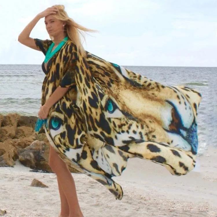 New Tiger Print Beach Sunscreen Shirt Loose Sexy Cover up