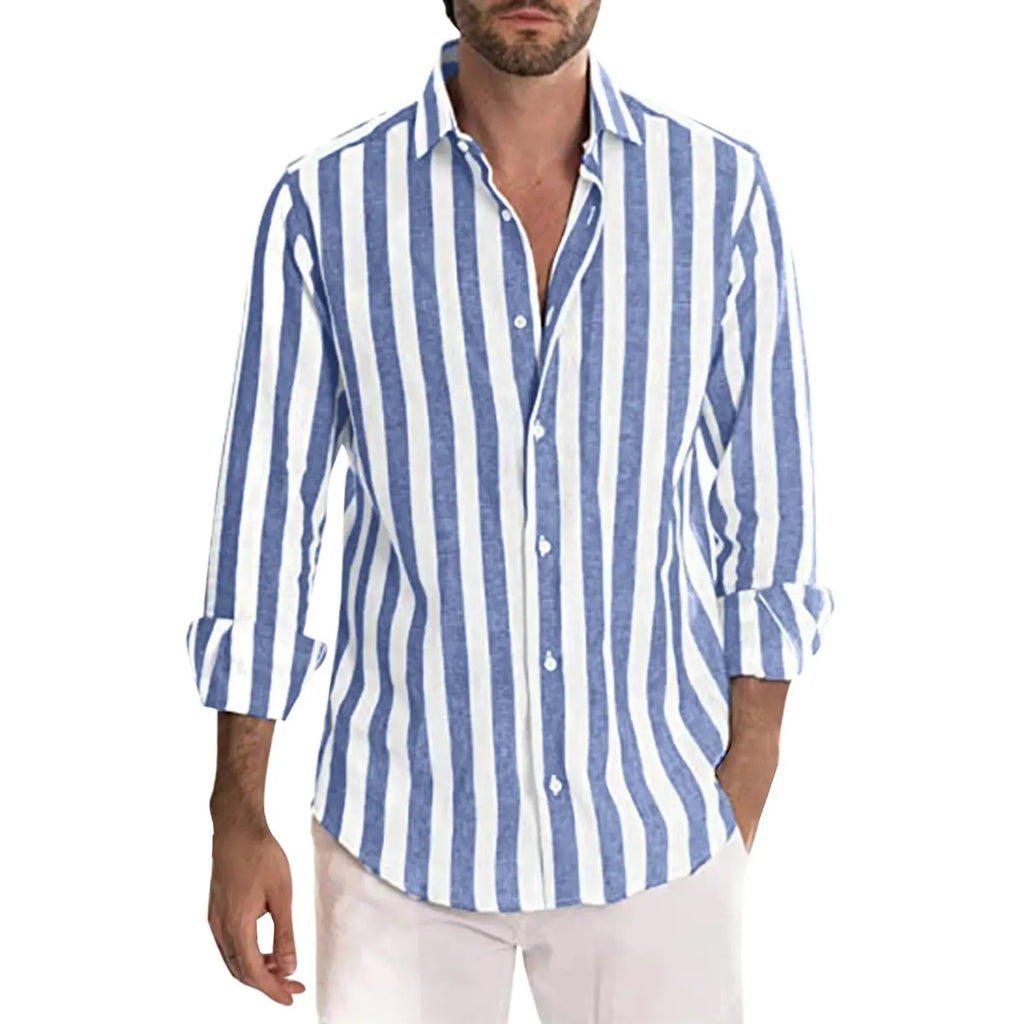 Stylisches Gestreiftes Leinenhemd Für Männer