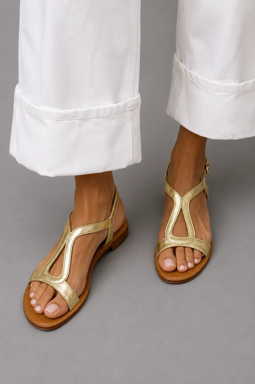 Women's Flat Sandals with Interwoven Straps