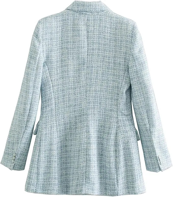 Stylish Light Blue Women's Blazer with Button Closure