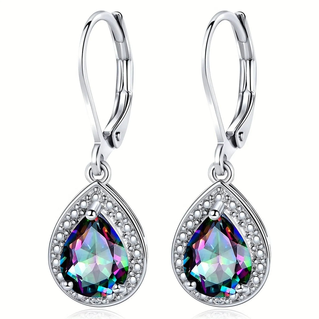 Colorful teardrop stone earrings