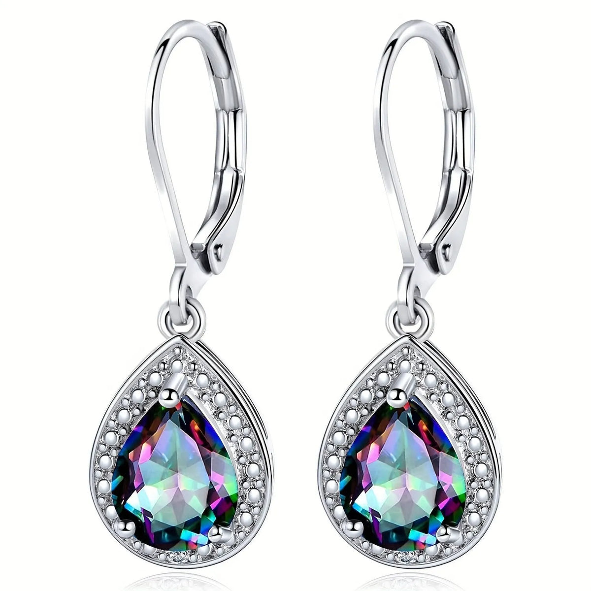Colorful teardrop stone earrings