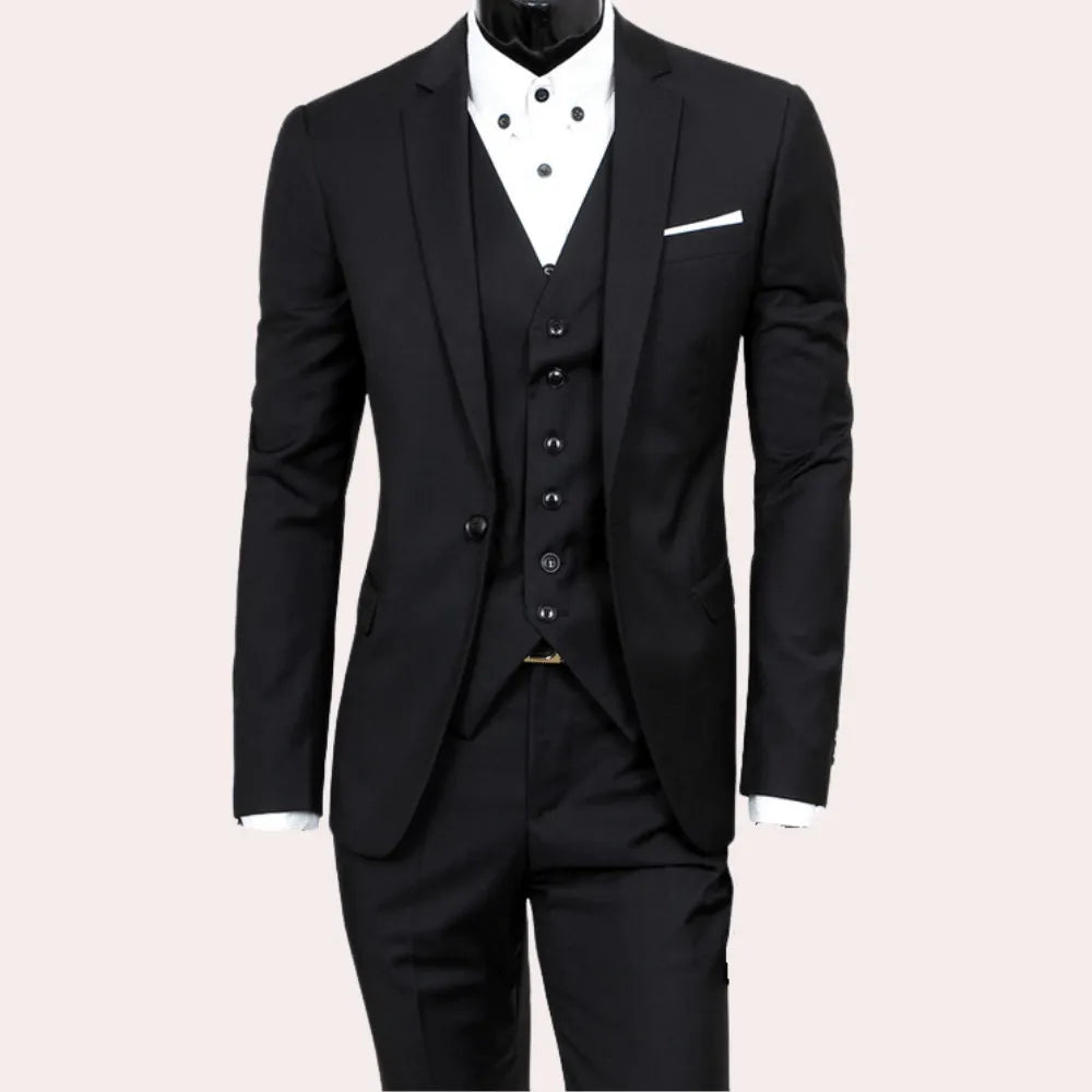 Elegantes 3 Teilig Herrenanzug Blazer, Weste Und Hose Formelle Und Geschäftliche Veranstaltungen