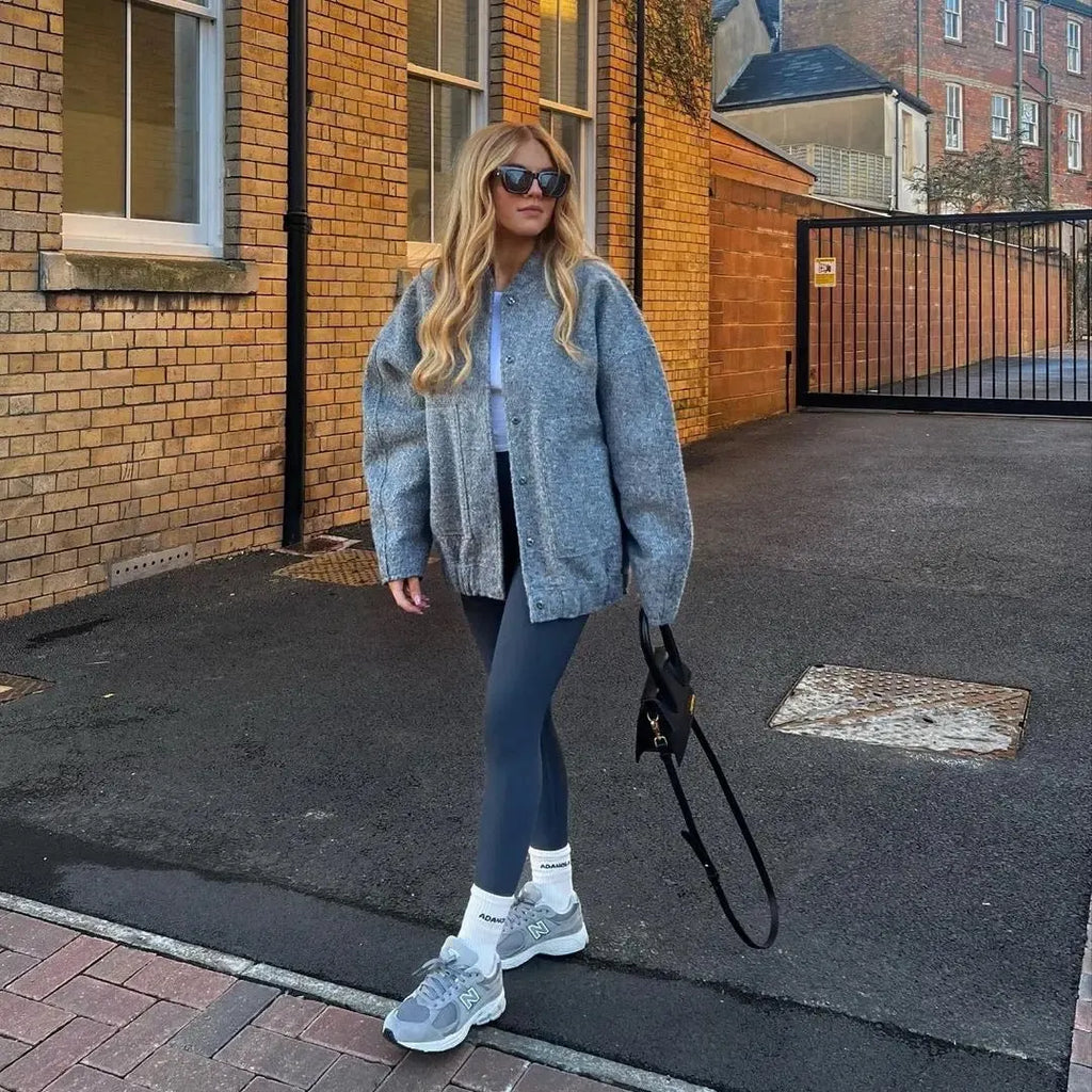 Johanna | Modische Graue Tweed-Winterjacke