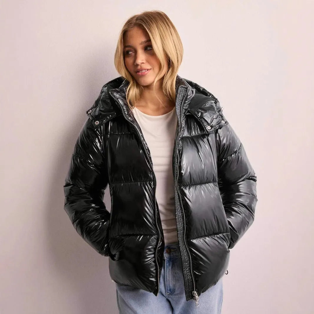 Glanzende Gewatteerde Dames Winterjas | Lichtgewicht Warmte & Waterafstotend Comfort