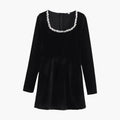 Women's Mini Dress with V-Neck and Pearl Detailing