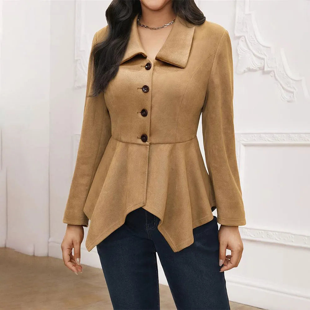 Elegant and casual suede polo collar jacket