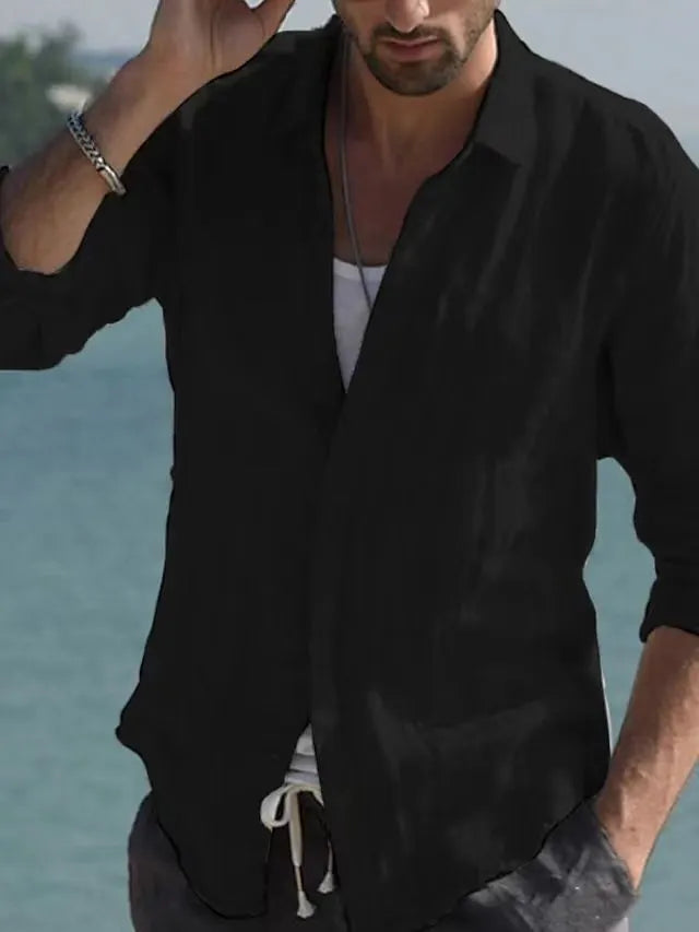 Vintage Leinenhemd mit Einfarbig