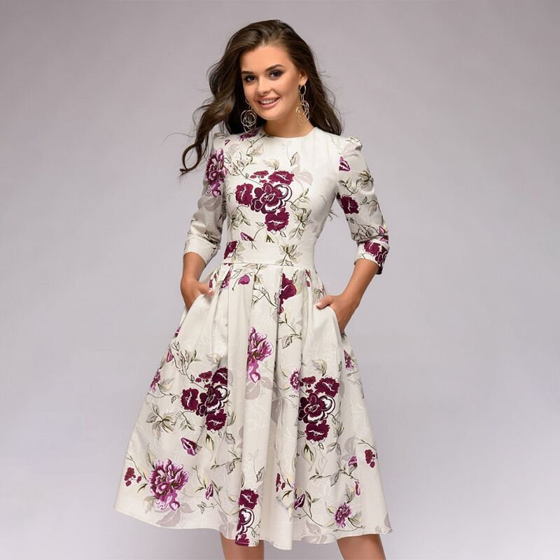 - Retrozo edles, mittellanges Kleid