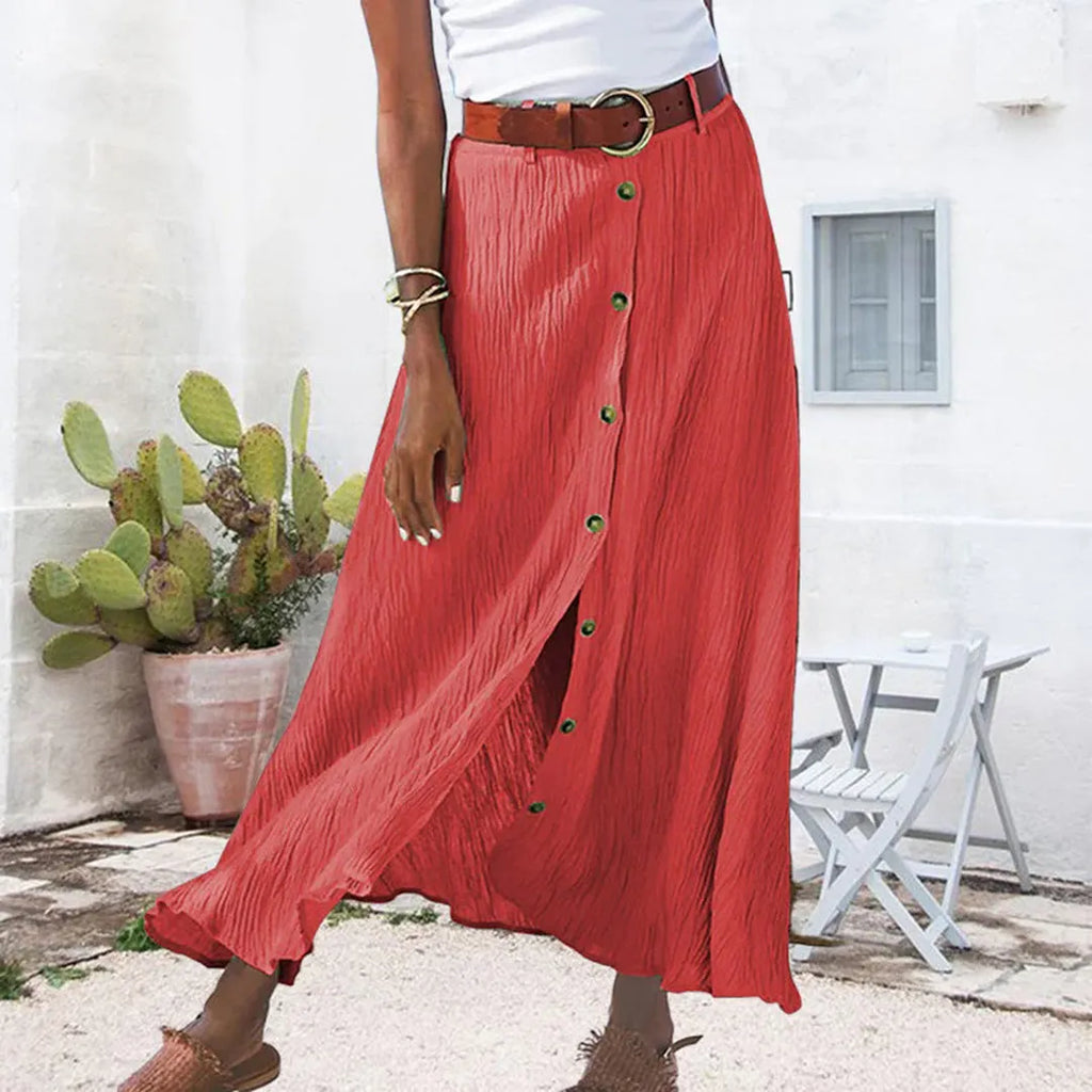 TAVIRA | Maxi Zomer Rok Voor Dames Met Blouse knoop Design - Zomers & Luchtig