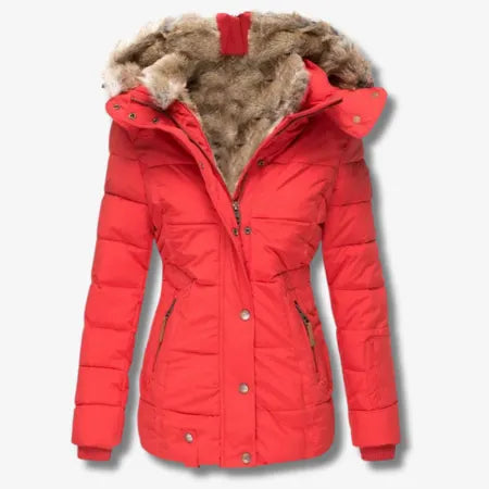Warme Jacke mit Kapuze