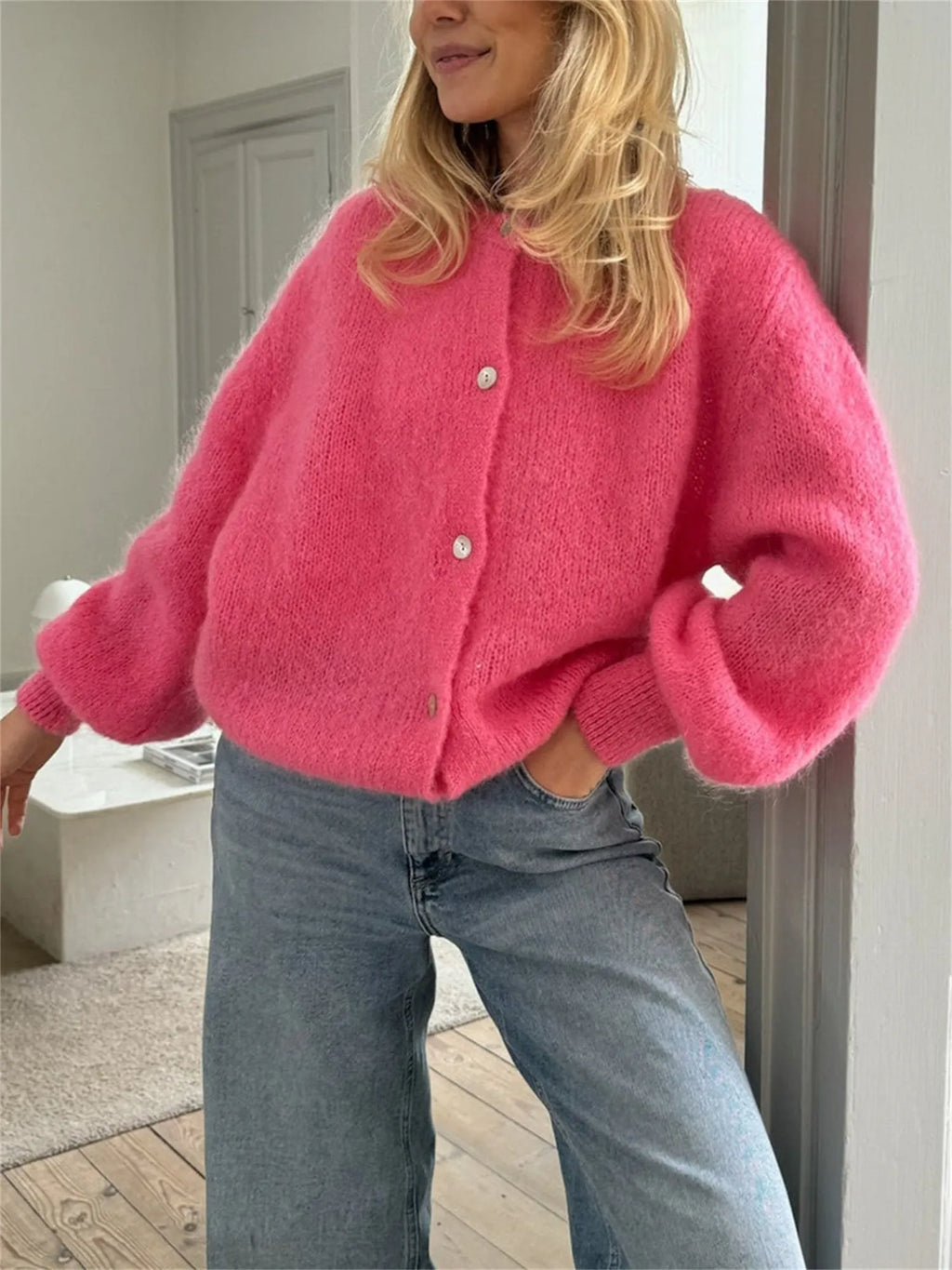 Trui Dames met Knoopsluiting en Warme Stijl voor een Comfortabele Look