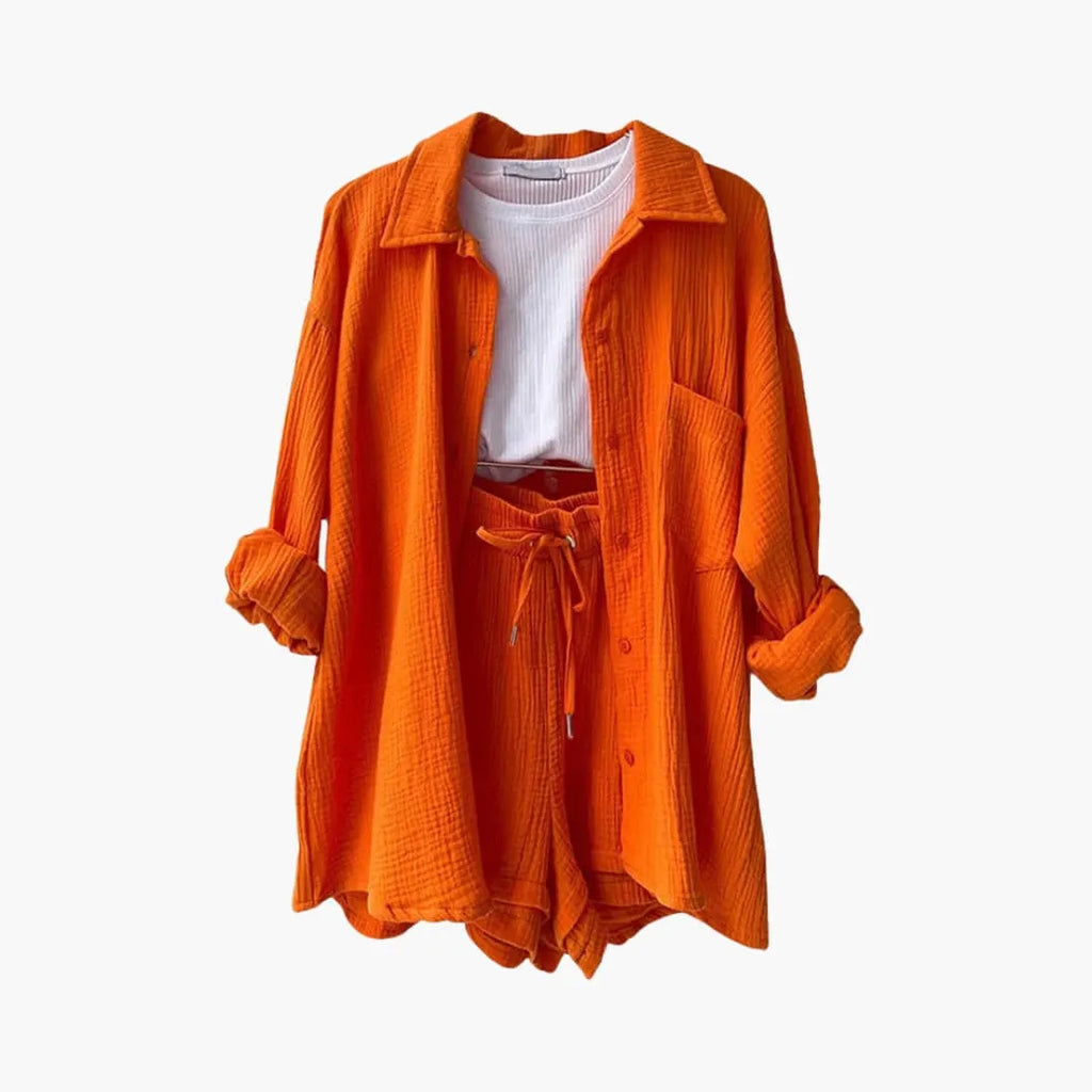 Womenâ€™s Two-Piece Set with Relaxed Shirt and Shorts