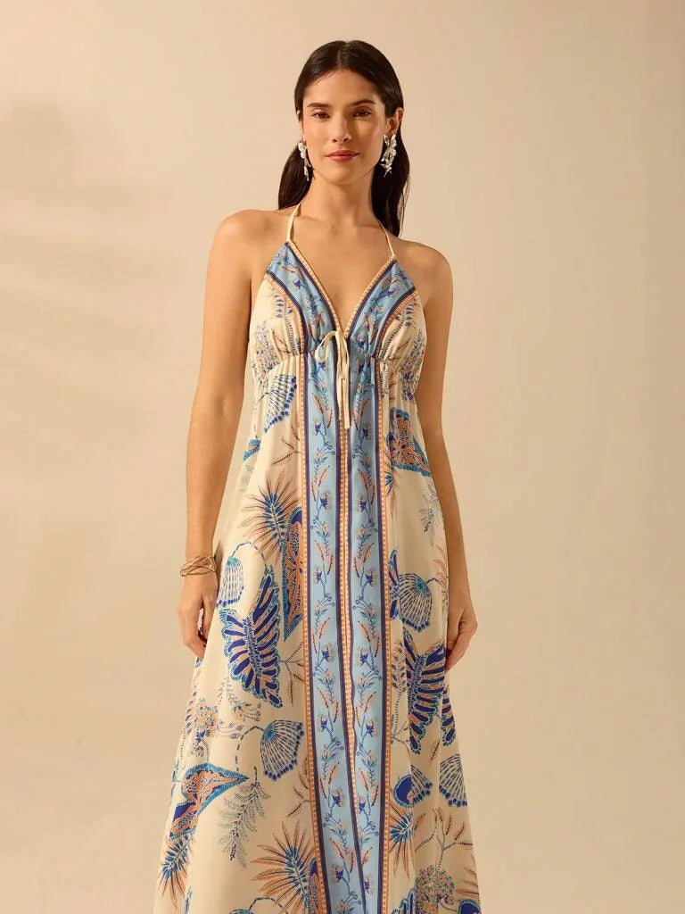 Vestido Longo Estampa Boho Tropical Rafaelly