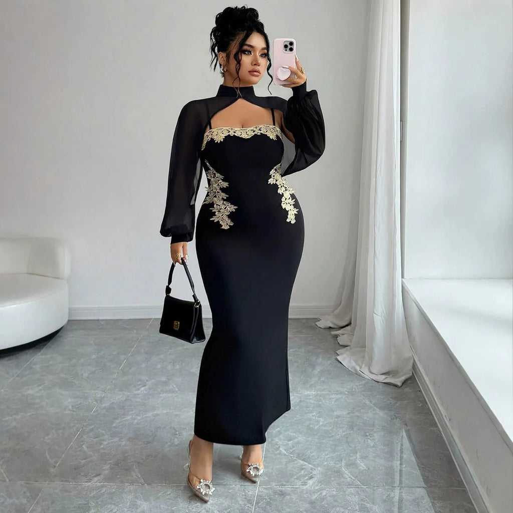 Robe longue de soirÃ©e dÃ©colletÃ© broderie coupe sirÃ¨ne